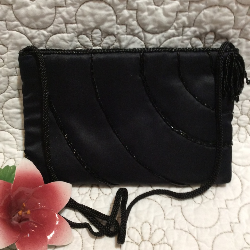 Genie black evening bag with beads